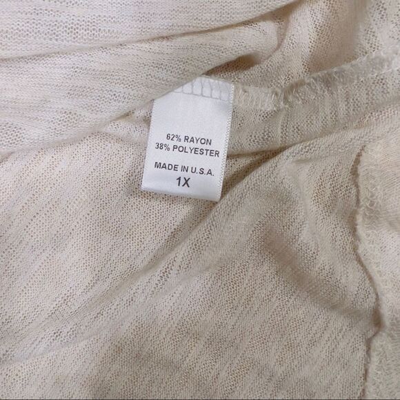 NWT Wallpapher Natural Knit Plus Top Crochet Cold Sholder Sleeves 1X - Picture 5 of 8